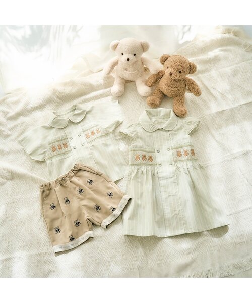 apres les cours（アプレレクール）の「tiny bear 刺繍パンツ（その他パンツ・キッズ・ベージュ/ネイビー・80/90/100/110/120）」の4枚目の写真