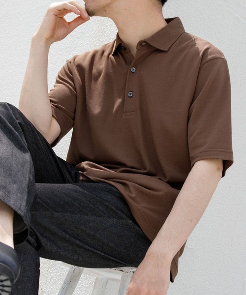 URBAN RESEARCH ROSSO MEN(アーバンリサーチロッソメン)の「『WEB限定』『XLサイズあり』 リネン混カノコポロシャツ(ポロシャツ・メンズ・アイボリー/チャコールグレー/ブラウン/カーキ/ブラック・SMALL/MEDIUM/LARGE/X-LARGE)」の21枚目の写真