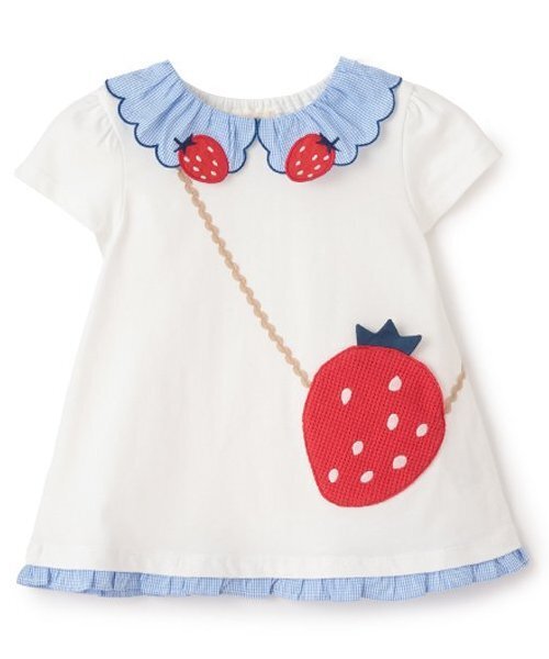baby cheer（ベイビーチアー）の「いちごポシェットTシャツ（Tシャツ/カットソー・キッズ・オフホワイト/ピンク/サックスブルー・100cm/90cm/120cm/110cm/80ｃｍ）」の2枚目の写真