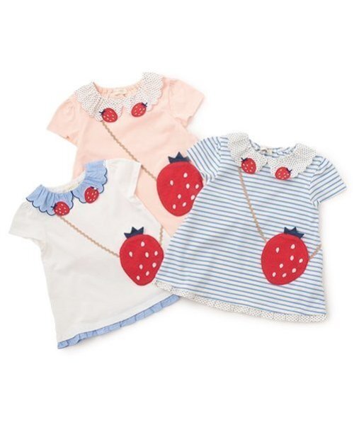 baby cheer（ベイビーチアー）の「いちごポシェットTシャツ（Tシャツ/カットソー・キッズ・オフホワイト/ピンク/サックスブルー・100cm/90cm/120cm/110cm/80ｃｍ）」の12枚目の写真