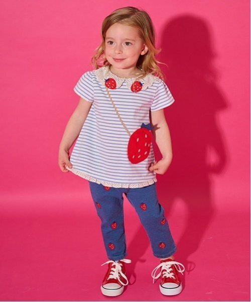 baby cheer（ベイビーチアー）の「いちごポシェットTシャツ（Tシャツ/カットソー・キッズ・オフホワイト/ピンク/サックスブルー・100cm/90cm/120cm/110cm/80ｃｍ）」の14枚目の写真
