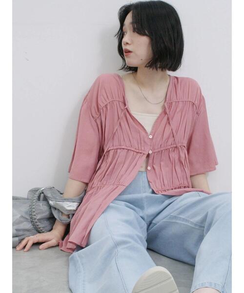 Samansa Mos2 blue（サマンサモスモスブルー）の「リボンギャザーティアードブラウス（シャツ/ブラウス・レディース・ブラック/キナリ/ピンク・F）」の4枚目の写真