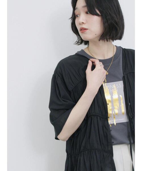 Samansa Mos2 blue（サマンサモスモスブルー）の「リボンギャザーティアードブラウス（シャツ/ブラウス・レディース・ブラック/キナリ/ピンク・F）」の5枚目の写真