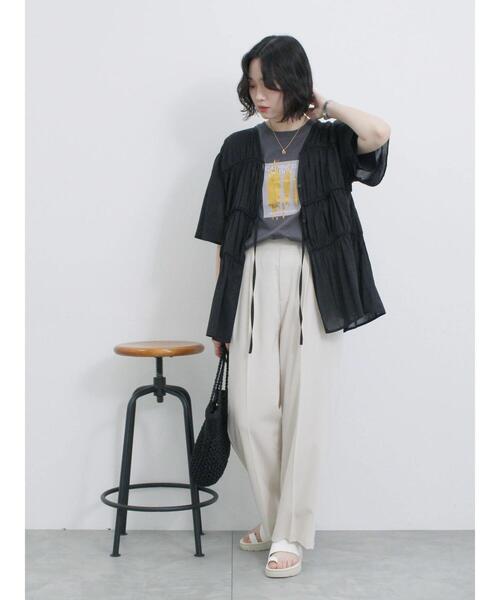 Samansa Mos2 blue（サマンサモスモスブルー）の「リボンギャザーティアードブラウス（シャツ/ブラウス・レディース・ブラック/キナリ/ピンク・F）」の8枚目の写真