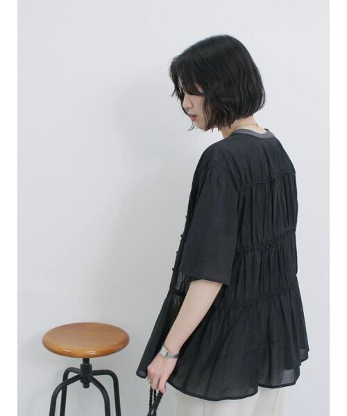 Samansa Mos2 blue（サマンサモスモスブルー）の「リボンギャザーティアードブラウス（シャツ/ブラウス・レディース・ブラック/キナリ/ピンク・F）」の9枚目の写真