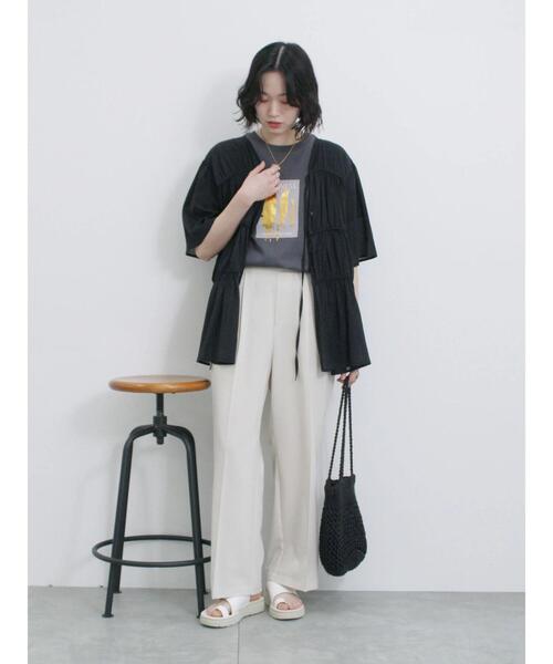 Samansa Mos2 blue（サマンサモスモスブルー）の「リボンギャザーティアードブラウス（シャツ/ブラウス・レディース・ブラック/キナリ/ピンク・F）」の12枚目の写真