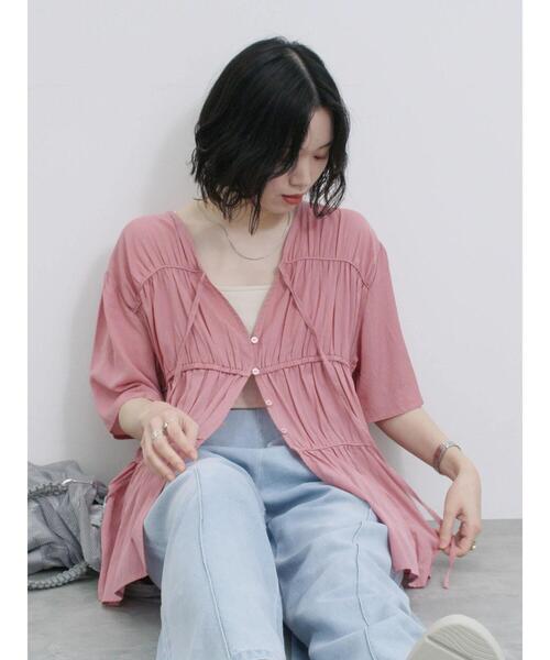 Samansa Mos2 blue（サマンサモスモスブルー）の「リボンギャザーティアードブラウス（シャツ/ブラウス・レディース・ブラック/キナリ/ピンク・F）」の14枚目の写真