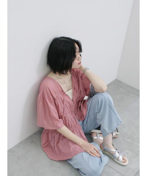 Samansa Mos2 blue（サマンサモスモスブルー）の「リボンギャザーティアードブラウス（シャツ/ブラウス・レディース・ブラック/キナリ/ピンク・F）」の15枚目の写真