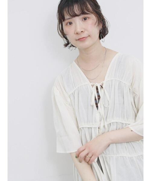 Samansa Mos2 blue（サマンサモスモスブルー）の「リボンギャザーティアードブラウス（シャツ/ブラウス・レディース・ブラック/キナリ/ピンク・F）」の20枚目の写真