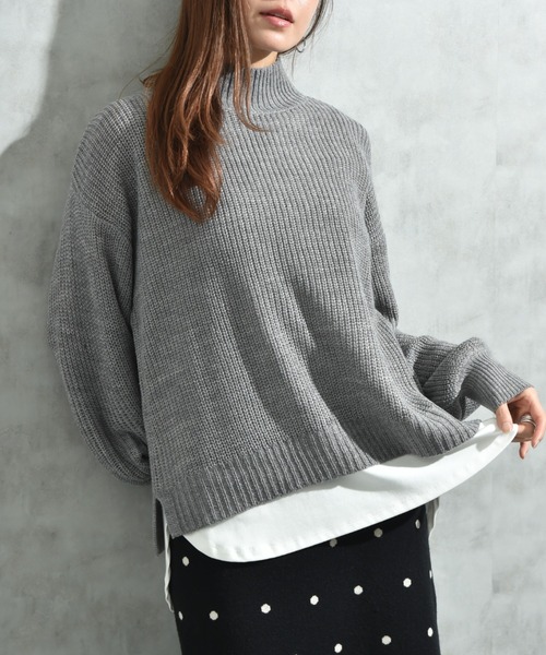 INTERPLANET(インタープラネット)の「片畦編みハイネックプルオーバー(ニット/セーター・レディース・レッド/グリーン/グレー・FREE)」の19枚目の写真