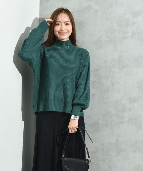 INTERPLANET(インタープラネット)の「片畦編みハイネックプルオーバー(ニット/セーター・レディース・レッド/グリーン/グレー・FREE)」の6枚目の写真