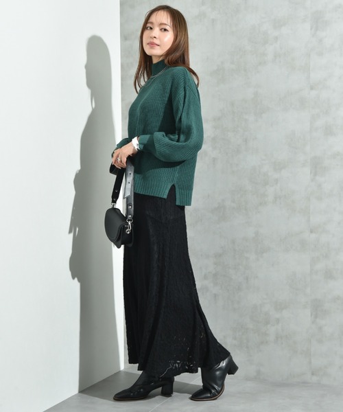 INTERPLANET(インタープラネット)の「片畦編みハイネックプルオーバー(ニット/セーター・レディース・レッド/グリーン/グレー・FREE)」の8枚目の写真