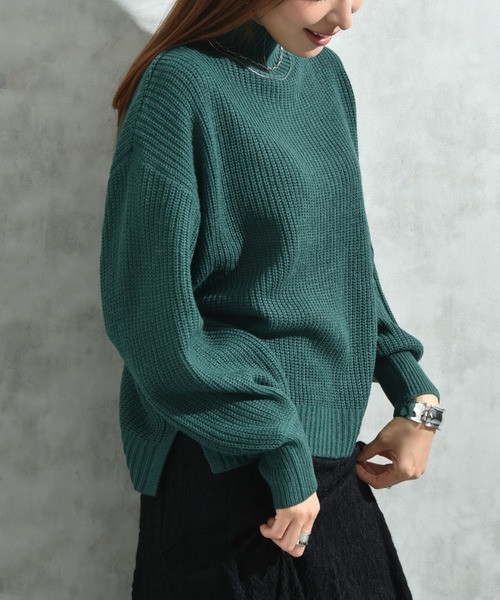 INTERPLANET(インタープラネット)の「片畦編みハイネックプルオーバー(ニット/セーター・レディース・レッド/グリーン/グレー・FREE)」の10枚目の写真