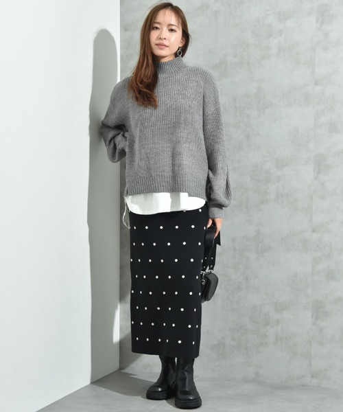 INTERPLANET(インタープラネット)の「片畦編みハイネックプルオーバー(ニット/セーター・レディース・レッド/グリーン/グレー・FREE)」の13枚目の写真