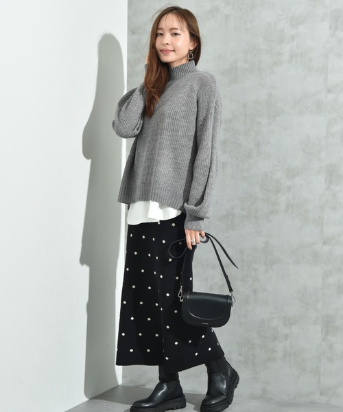 INTERPLANET(インタープラネット)の「片畦編みハイネックプルオーバー(ニット/セーター・レディース・レッド/グリーン/グレー・FREE)」の15枚目の写真