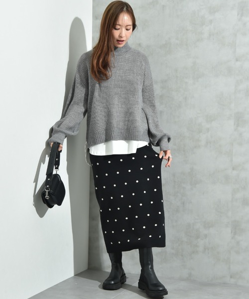 INTERPLANET(インタープラネット)の「片畦編みハイネックプルオーバー(ニット/セーター・レディース・レッド/グリーン/グレー・FREE)」の16枚目の写真