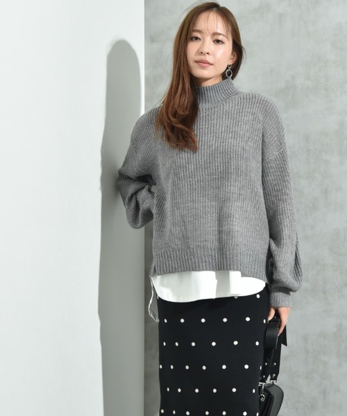 INTERPLANET(インタープラネット)の「片畦編みハイネックプルオーバー(ニット/セーター・レディース・レッド/グリーン/グレー・FREE)」の14枚目の写真