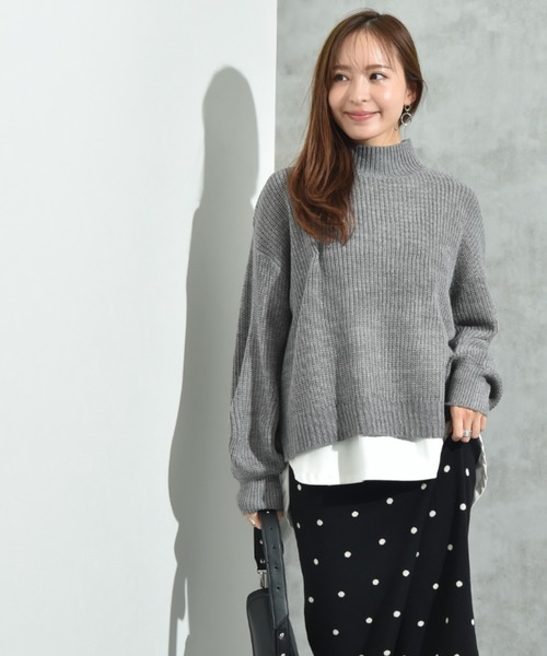 INTERPLANET(インタープラネット)の「片畦編みハイネックプルオーバー(ニット/セーター・レディース・レッド/グリーン/グレー・FREE)」の18枚目の写真