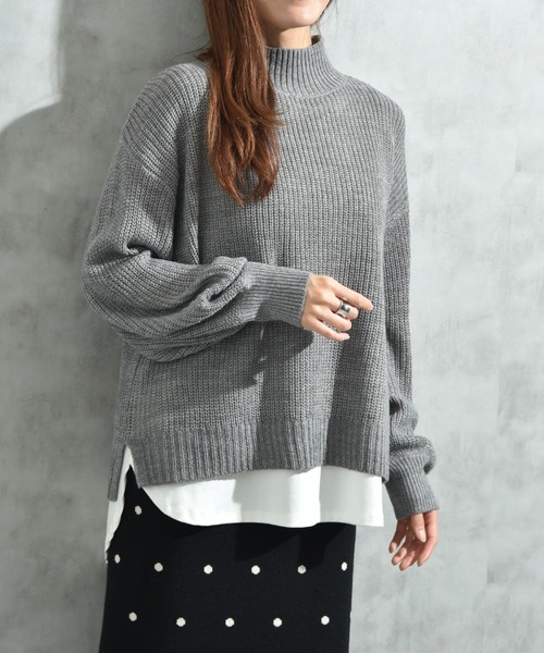 INTERPLANET(インタープラネット)の「片畦編みハイネックプルオーバー(ニット/セーター・レディース・レッド/グリーン/グレー・FREE)」の20枚目の写真