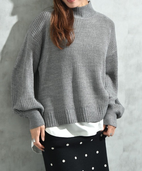 INTERPLANET(インタープラネット)の「片畦編みハイネックプルオーバー(ニット/セーター・レディース・レッド/グリーン/グレー・FREE)」の21枚目の写真