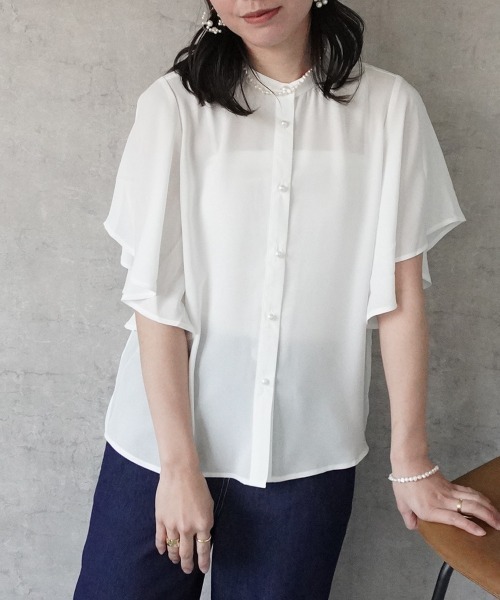 パールボタンフレアブラウス（シャツ/ブラウス）｜Emma（SELECT