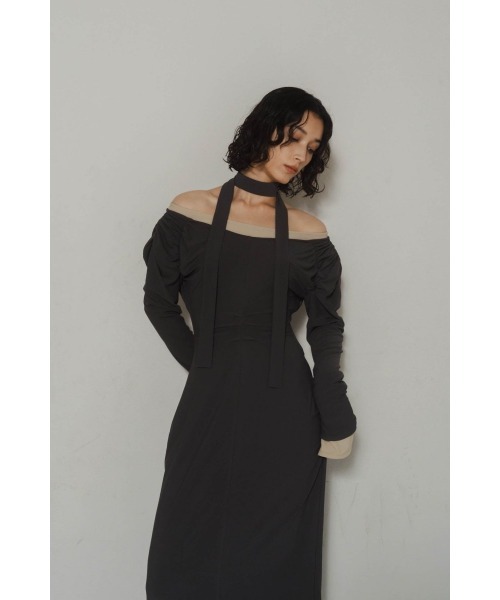 ワンピース KnuthMarf 2way layered one piece/black Knuth Marf - 2way layered one piece / 2ウェイ レイヤード