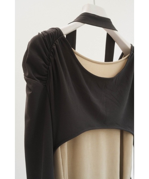 ワンピース KnuthMarf 2way layered one piece/black Knuth Marf - 2way layered one piece / 2ウェイ レイヤード