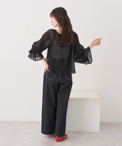 earth music&ecology（アースミュージックアンドエコロジー）の「ナローリボンくしゅくしゅギャザーブラウス（シャツ/ブラウス・レディース・アイボリー/ブラック/ブラウン/その他1・FREE）」の11枚目の写真