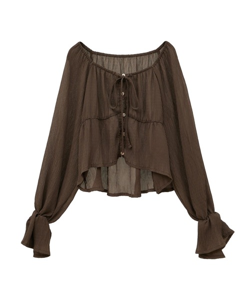 earth music&ecology（アースミュージックアンドエコロジー）の「ナローリボンくしゅくしゅギャザーブラウス（シャツ/ブラウス・レディース・アイボリー/ブラック/ブラウン/その他1・FREE）」の22枚目の写真