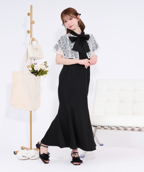 apres jour(アプレジュール)の「ケープボウタイマーメイドワンピース(ワンピース・レディース・ネイビー/ブラック/ライトブルー/アイボリー・X-LARGE/フリー)」の18枚目の写真