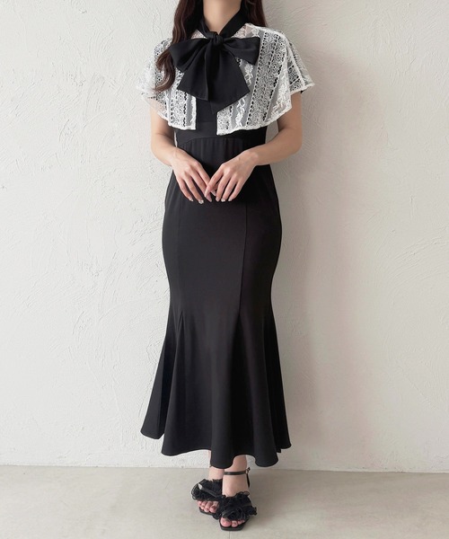 アプレジュール apres jour 長袖フレアマーメイドワンピース 袖フレア