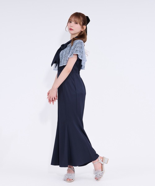 apres jour(アプレジュール)の「ケープボウタイマーメイドワンピース(ワンピース・レディース・ネイビー/ブラック/ライトブルー/アイボリー・X-LARGE/フリー)」の5枚目の写真