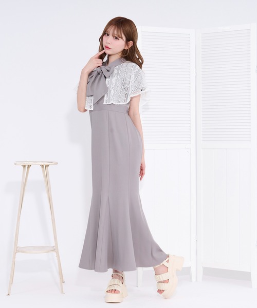 apres jour(アプレジュール)の「ケープボウタイマーメイドワンピース(ワンピース・レディース・ネイビー/ブラック/ライトブルー/アイボリー・X-LARGE/フリー)」の14枚目の写真