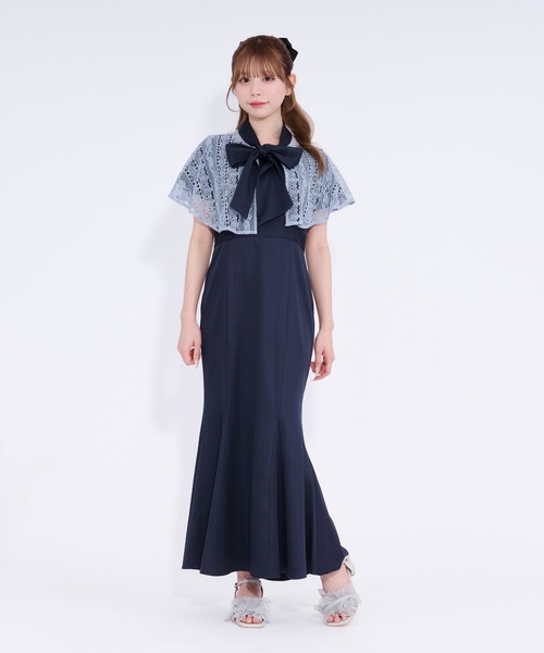 apres jour(アプレジュール)の「ケープボウタイマーメイドワンピース(ワンピース・レディース・ネイビー/ブラック/ライトブルー/アイボリー・X-LARGE/フリー)」の9枚目の写真