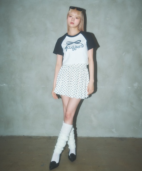 Poly Jam(ポリージャム)の「Raglan logo T-shirt / ラグランロゴTシャツ(Tシャツ/カットソー・レディース・ピンク/ブラック/ホワイト・FREE)」の13枚目の写真