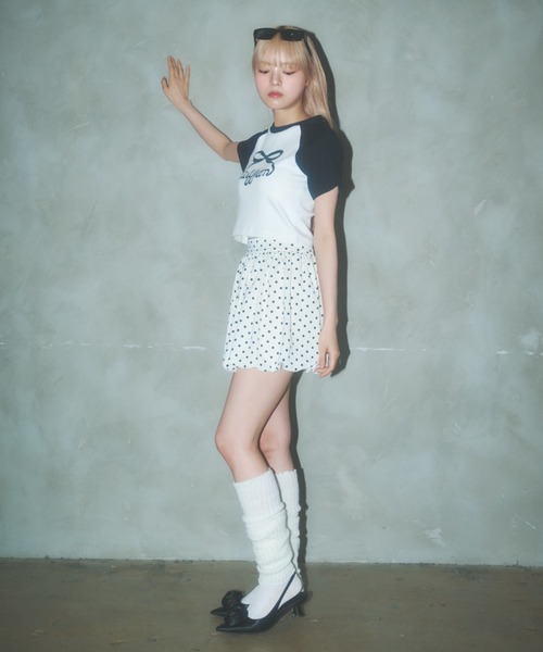Poly Jam(ポリージャム)の「Raglan logo T-shirt / ラグランロゴTシャツ(Tシャツ/カットソー・レディース・ピンク/ブラック/ホワイト・FREE)」の12枚目の写真