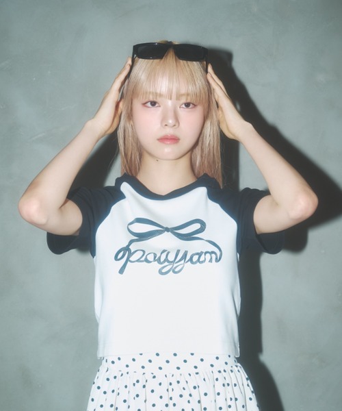 Poly Jam(ポリージャム)の「Raglan logo T-shirt / ラグランロゴTシャツ(Tシャツ/カットソー・レディース・ピンク/ブラック/ホワイト・FREE)」の5枚目の写真