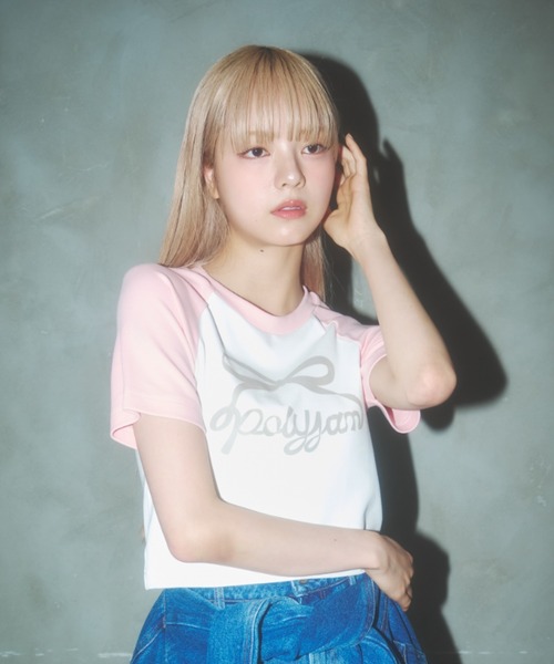 Poly Jam(ポリージャム)の「Raglan logo T-shirt / ラグランロゴTシャツ(Tシャツ/カットソー・レディース・ピンク/ブラック/ホワイト・FREE)」の22枚目の写真
