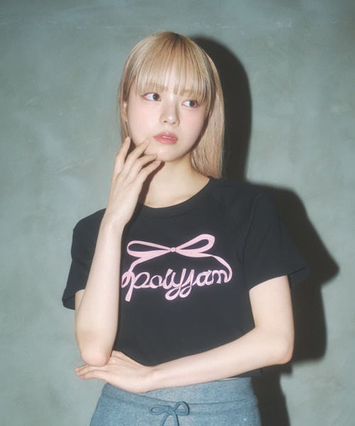 Poly Jam(ポリージャム)の「Raglan logo T-shirt / ラグランロゴTシャツ(Tシャツ/カットソー・レディース・ピンク/ブラック/ホワイト・FREE)」の18枚目の写真