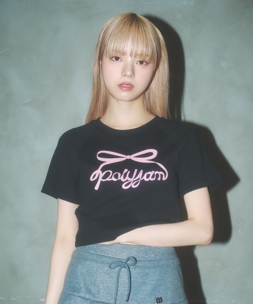 Poly Jam(ポリージャム)の「Raglan logo T-shirt / ラグランロゴTシャツ(Tシャツ/カットソー・レディース・ピンク/ブラック/ホワイト・FREE)」の19枚目の写真