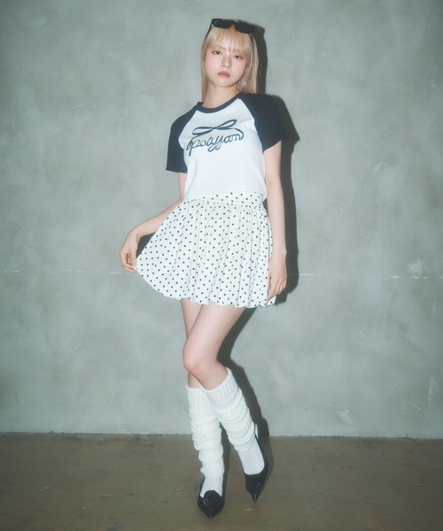 Poly Jam(ポリージャム)の「Raglan logo T-shirt / ラグランロゴTシャツ(Tシャツ/カットソー・レディース・ピンク/ブラック/ホワイト・FREE)」の11枚目の写真