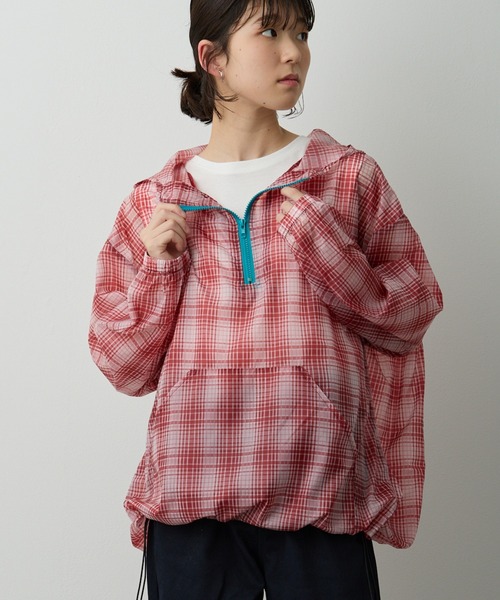 ALBA ROSA フルジップパーカー 赤と紺のストライプ ALBA ROSA フルジップパーカー 赤と紺のストライプ