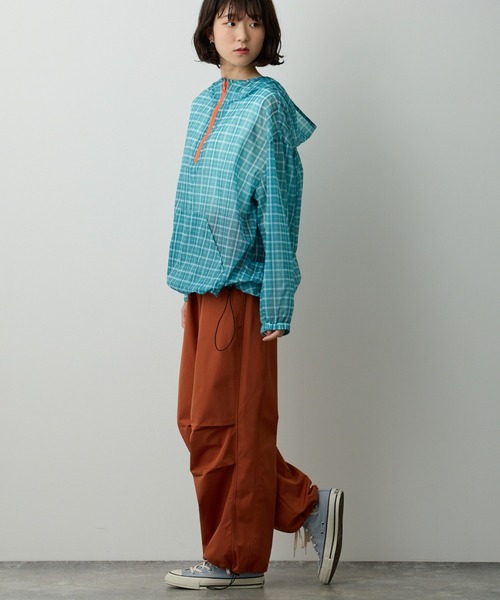 チェック柄透かしハーフジップパーカー（その他トップス）｜Lipoy