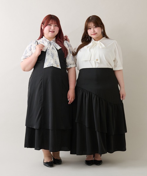 大きいサイズ】チャーム付きアソートボウタイブラウス（シャツ