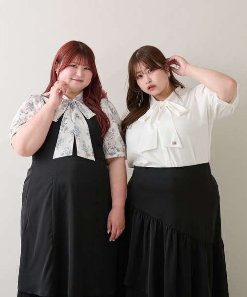 Louiosy(ルオシー)の「【大きいサイズ】チャーム付きアソートボウタイブラウス(シャツ/ブラウス・レディース・ブルー系その他/オフホワイト・3L/X-LARGE/4L)」の3枚目の写真