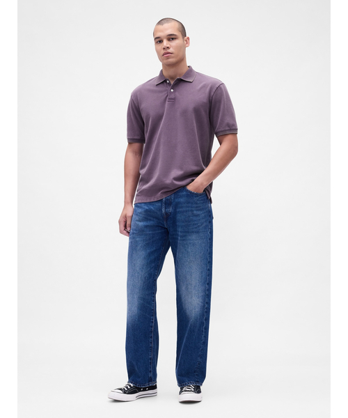 GAP（ギャップ）の「リラックス ピケポロシャツ 無地（ポロシャツ・メンズ・カーキ/ブラウン/ライトパープル/オフホワイト/グレー/パープル・L/XL/S/M/XS）」の15枚目の写真