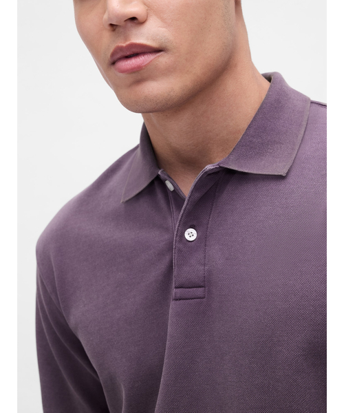 GAP（ギャップ）の「リラックス ピケポロシャツ 無地（ポロシャツ・メンズ・カーキ/ブラウン/ライトパープル/オフホワイト/グレー/パープル・L/XL/S/M/XS）」の22枚目の写真