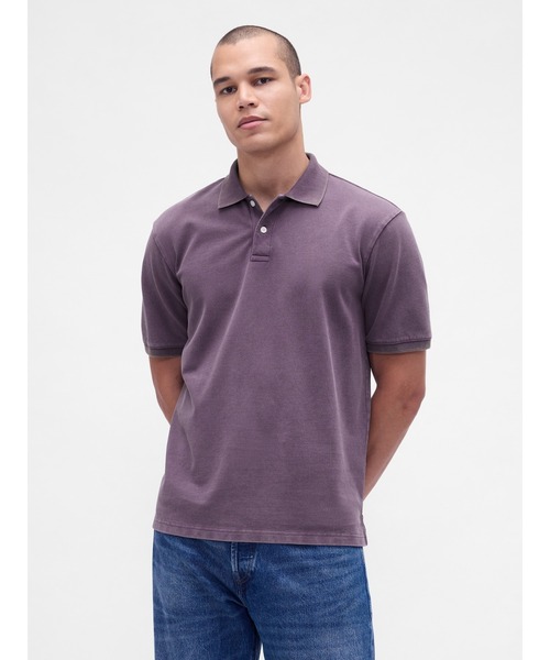 セール】リラックス ピケポロシャツ 無地（ポロシャツ）｜GAP