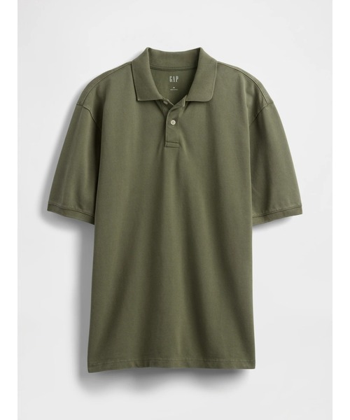 GAP（ギャップ）の「リラックス ピケポロシャツ 無地（ポロシャツ・メンズ・カーキ/ブラウン/ライトパープル/オフホワイト/グレー/パープル・L/XL/S/M/XS）」の7枚目の写真