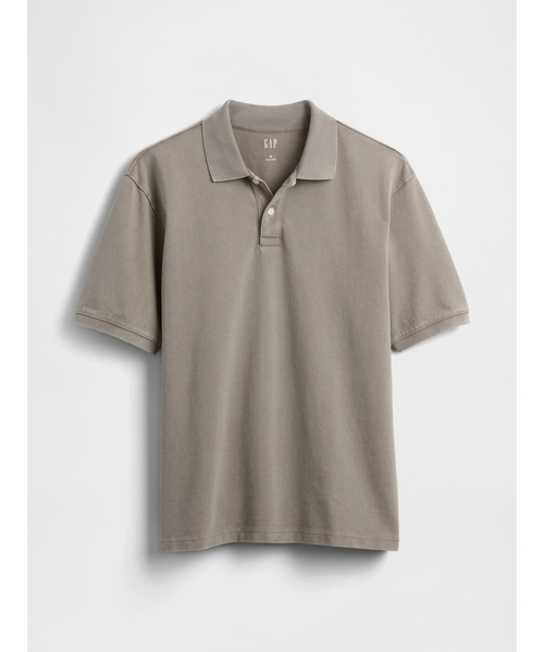 GAP（ギャップ）の「リラックス ピケポロシャツ 無地（ポロシャツ・メンズ・カーキ/ブラウン/ライトパープル/オフホワイト/グレー/パープル・L/XL/S/M/XS）」の12枚目の写真